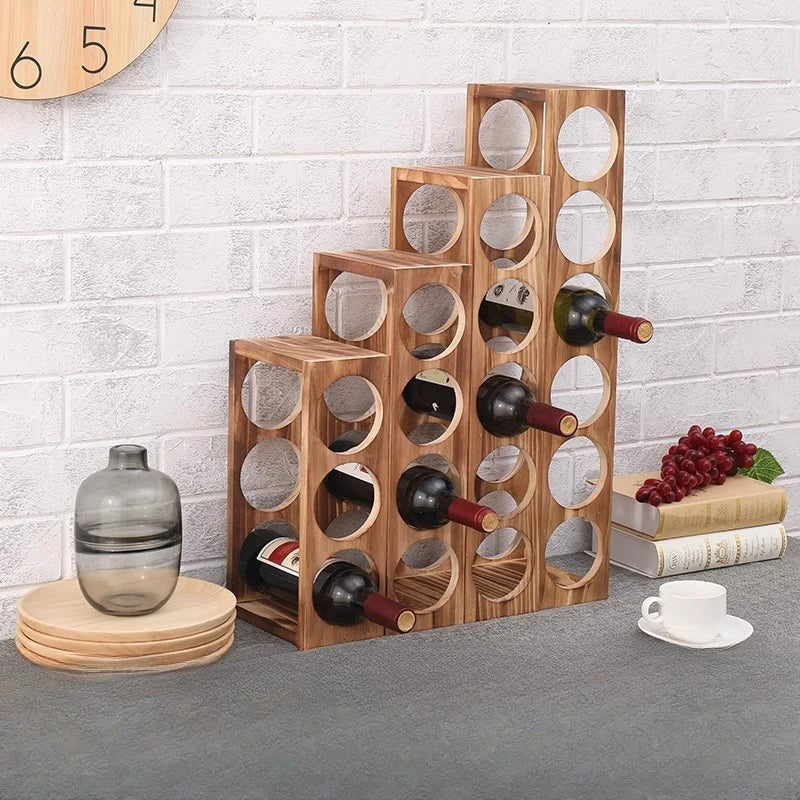 Support bouteille vin bois en situation