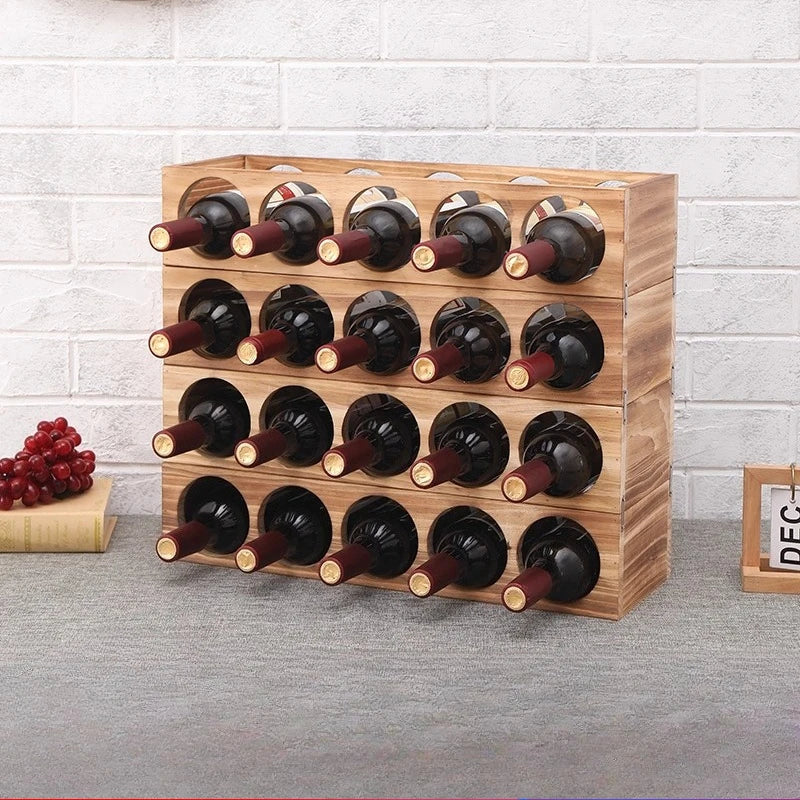 Support bouteille vin bois vue de face