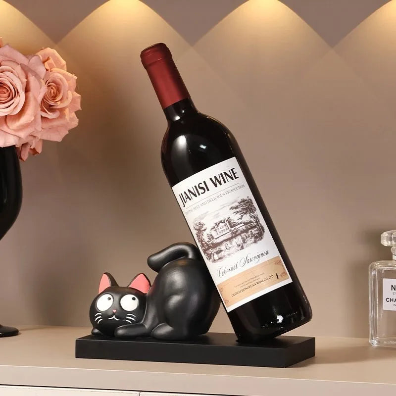 Support bouteille décoratif chat
