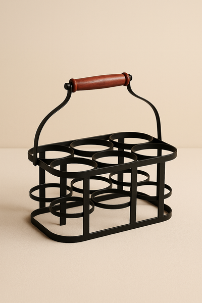 Porte-bouteille fer noir avec poignée - photo 1