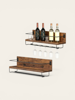 Porte-bouteille de vin mural en bois - photo 1