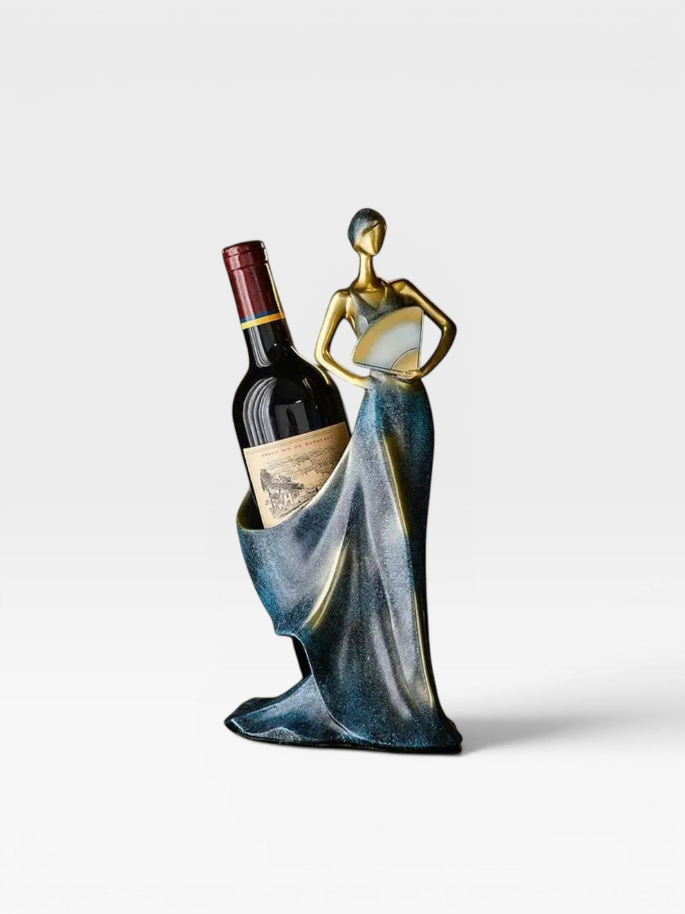 Porte-bouteille statue femme avec bouteilles