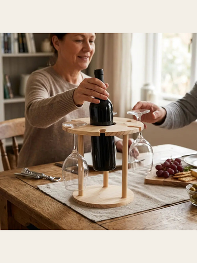 Support verre à vin en bois en situation