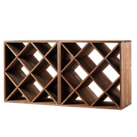 Vieux casier bouteille en bois vue de face