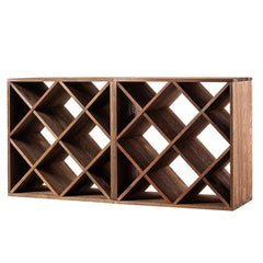 Vieux casier bouteille en bois vue de face