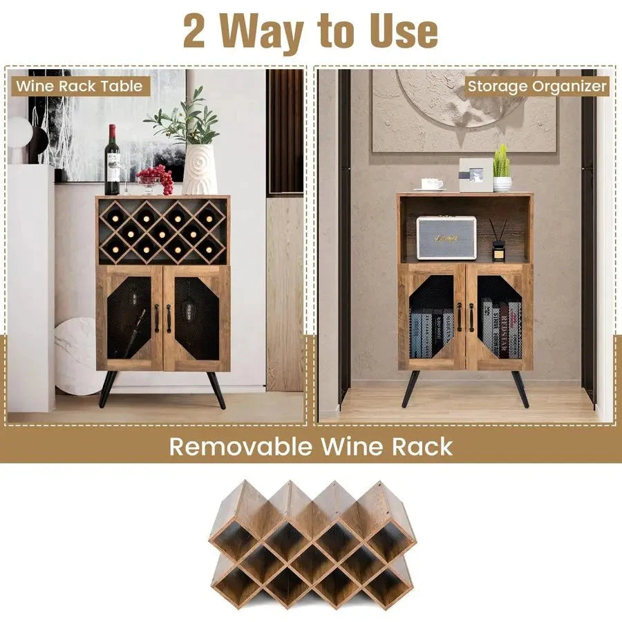 Meuble avec casier bouteille détail du rangement