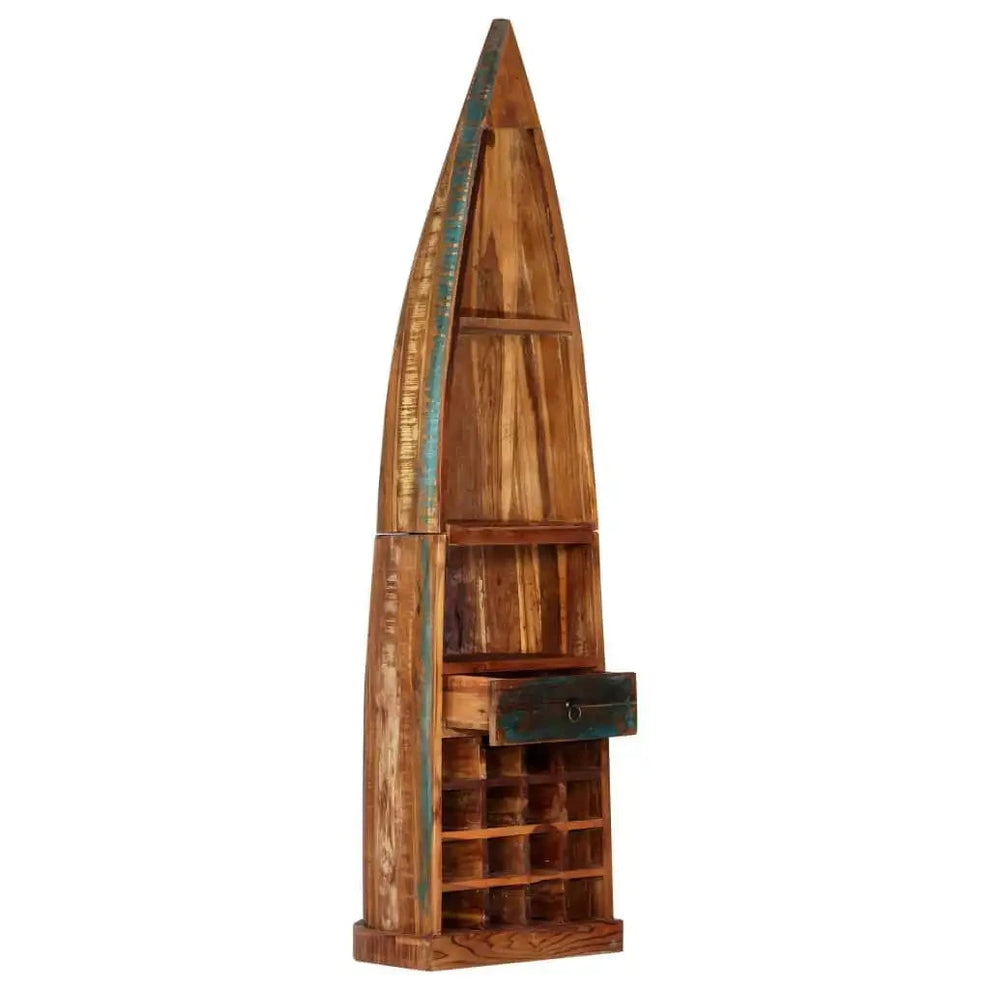Meuble bouteille bois détail du rangement