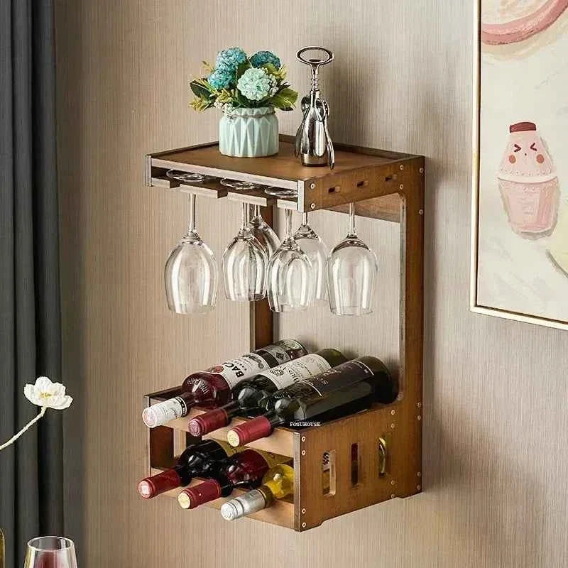 Caisson range-bouteille en bambou en situation
