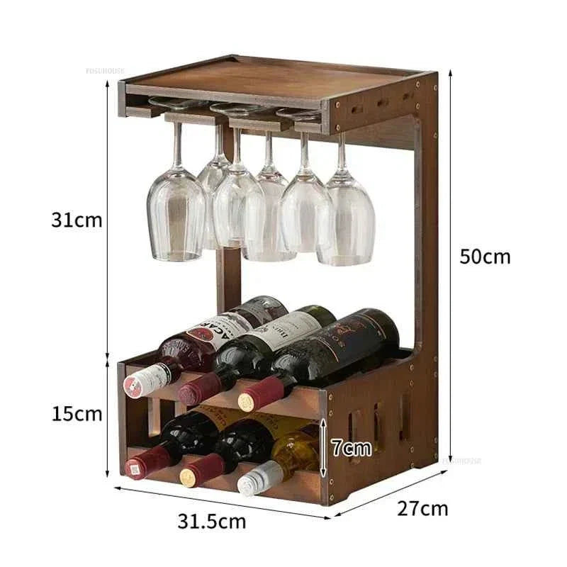 Caisson range-bouteille en bambou détail du rangement