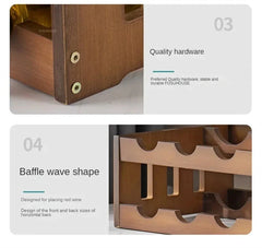 Caisson range-bouteille bois zoom matière
