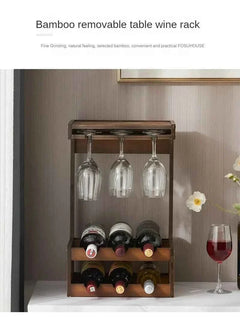 Caisson range-bouteille en bambou avec bouteilles