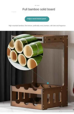 Caisson range-bouteille en bambou pour la cuisine