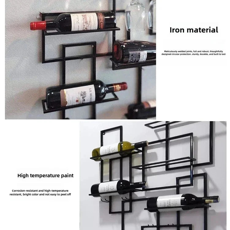 Porte-bouteille mural design avec bouteilles