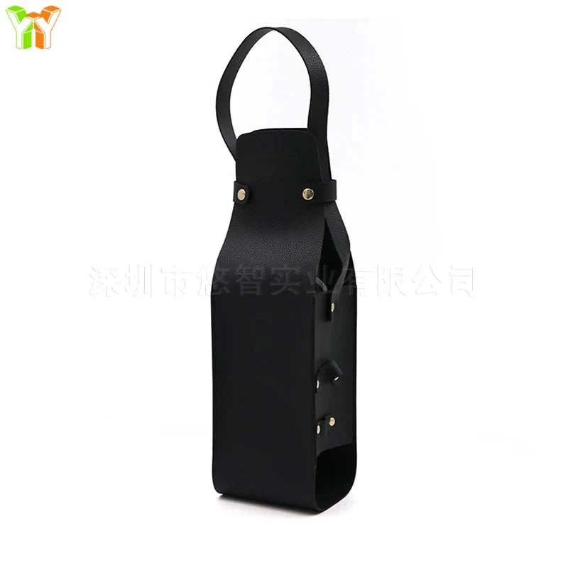 Porte-bouteille cuir avec bouteilles