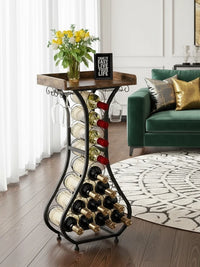 Table range-bouteille avec bouteilles