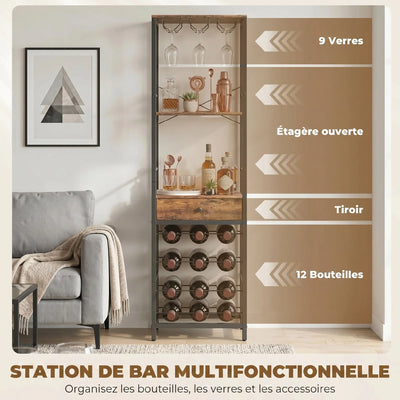 Meuble range-bouteille apéritif tour 12 bouteilles en situation