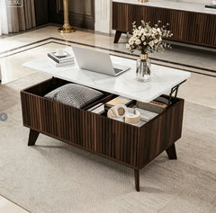 Table basse avec rangement bouteille apéritif vue de face