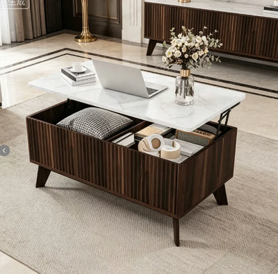 Table basse avec rangement bouteille apéritif vue de face