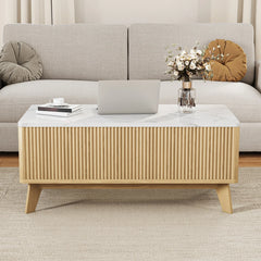 Table basse avec rangement bouteille apéritif gros plan