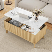 Table basse rangement bouteille plateau relevable
