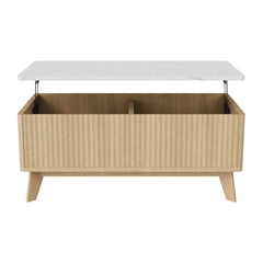 Table basse rangement bouteille plateau relevable