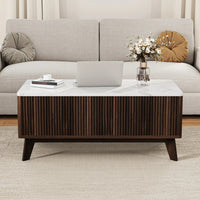 Table basse rangement bouteille plateau relevable