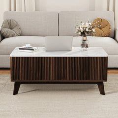 Table basse rangement bouteille plateau relevable