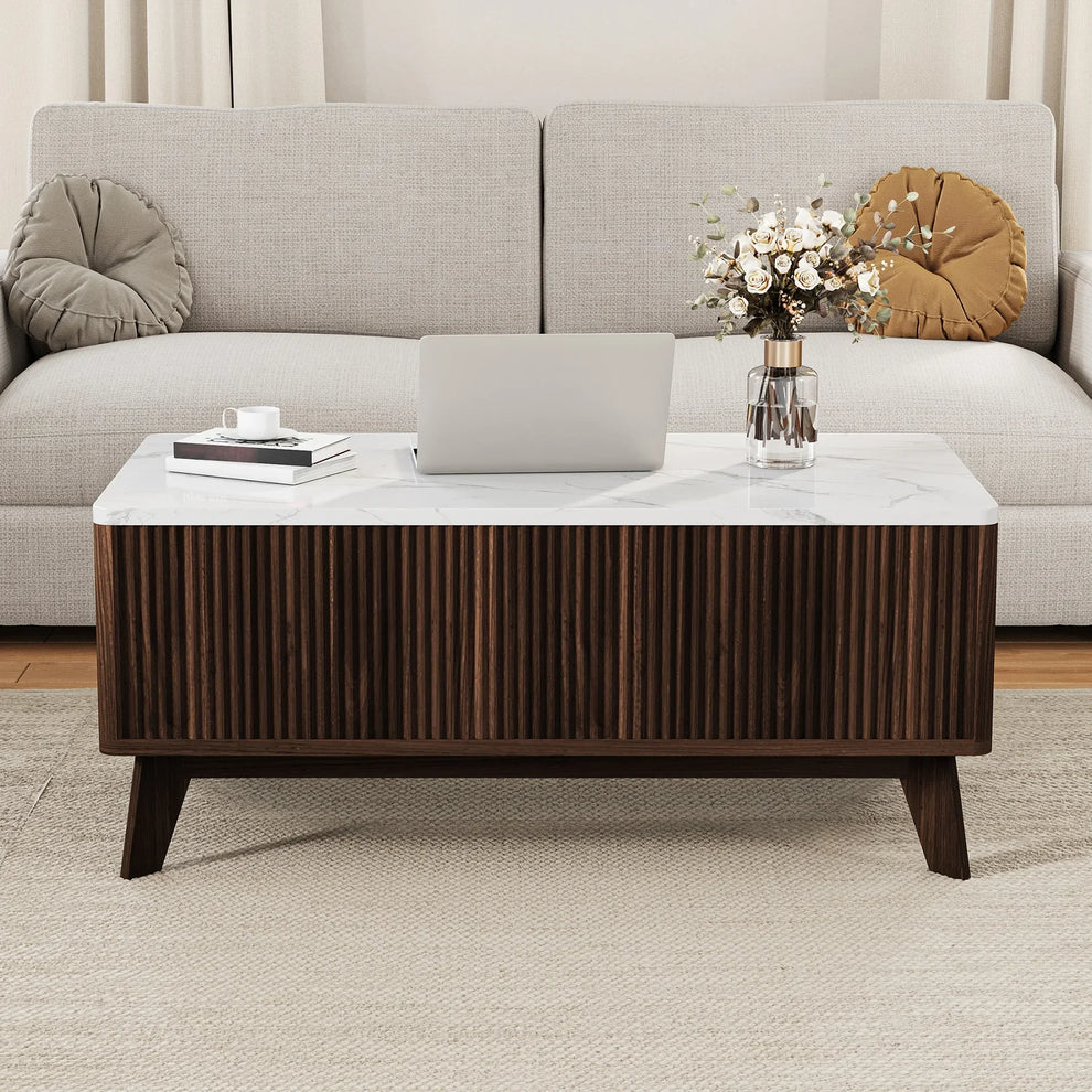 Table basse avec rangement bouteille apéritif zoom matière