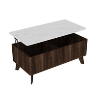 Table basse rangement bouteille plateau relevable