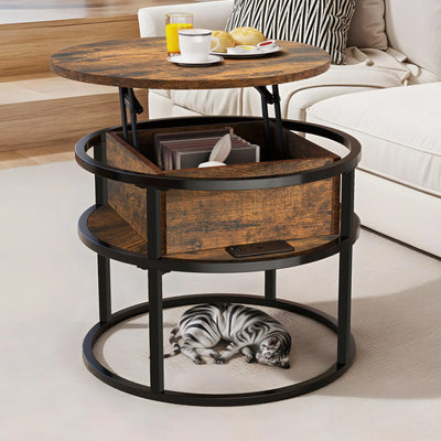 Table basse relevable range-bouteille vue de face