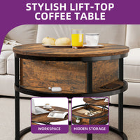 Table basse relevable range-bouteille en situation