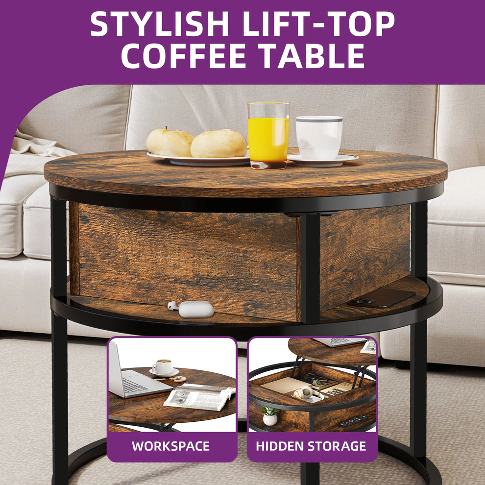Table basse relevable range-bouteille en situation
