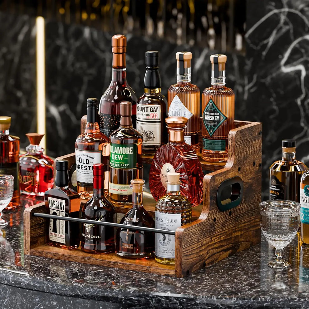 Présentoir bouteille bar en situation