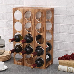 Support bouteille vin bois avec bouteilles