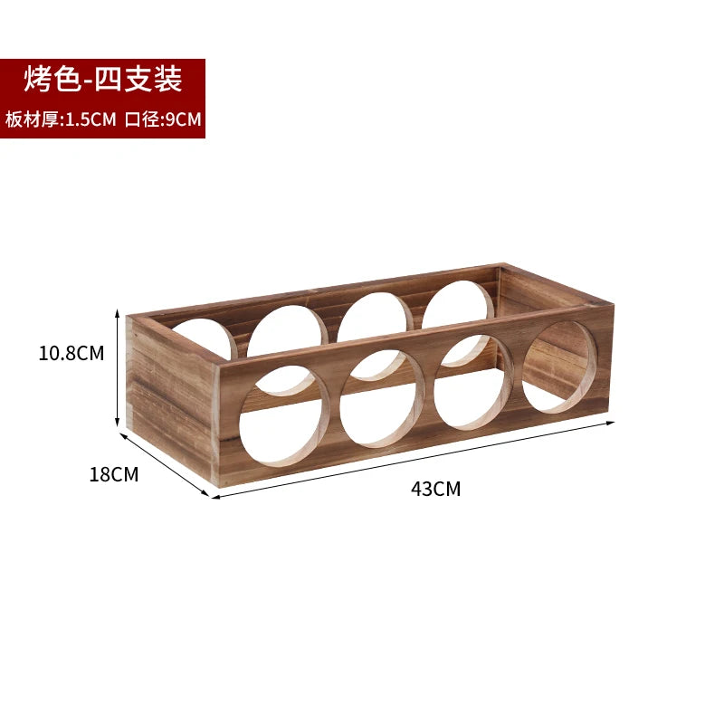 Support bouteille vin bois angle trois-quarts