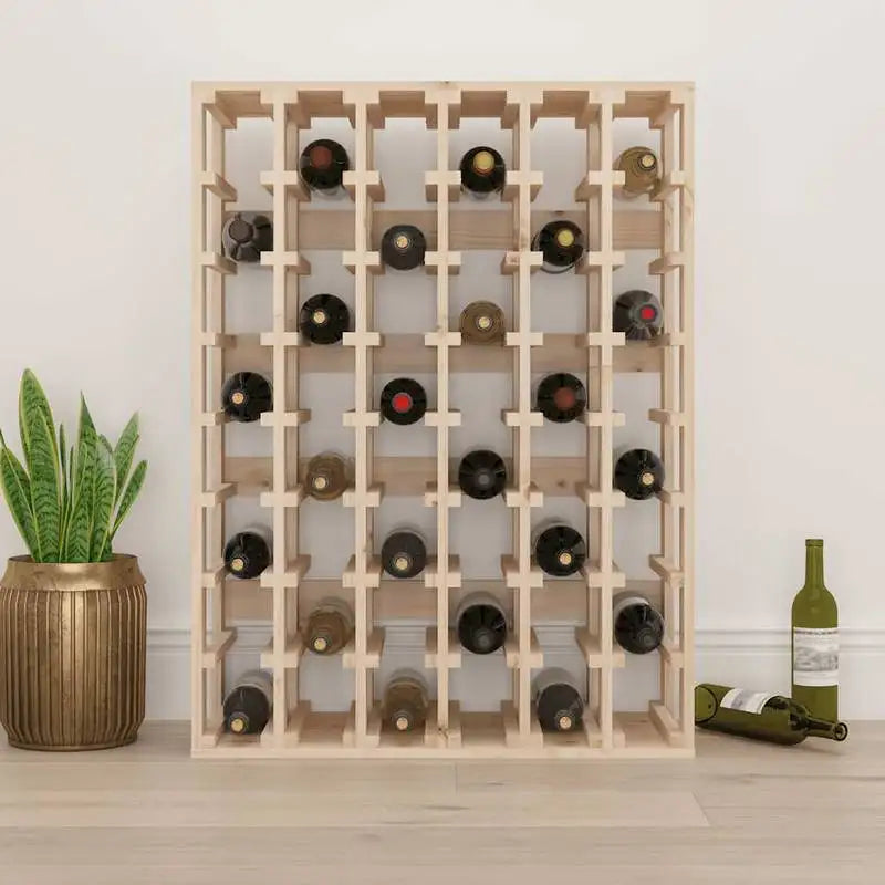 Étagère à bouteille en bois vue de côté