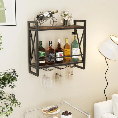 Étagère pour bouteille d'alcool vue de face