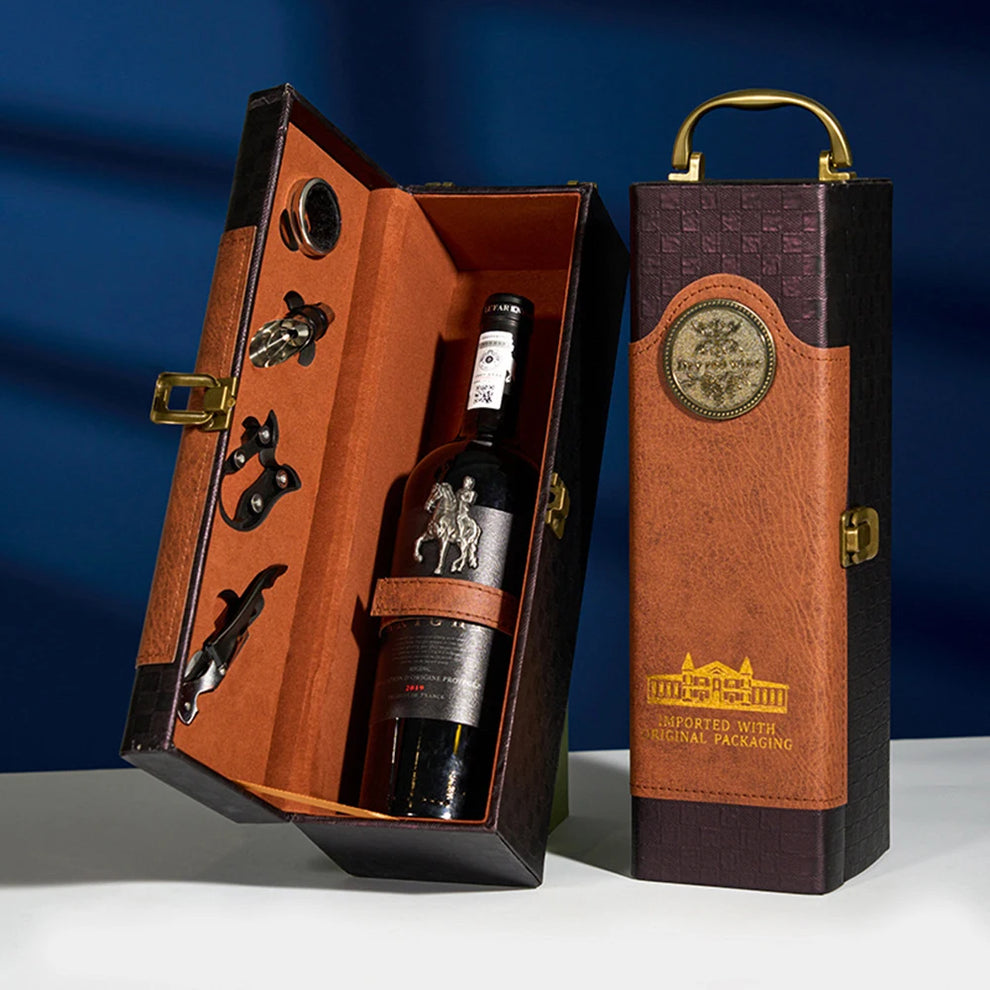 Boite cadeau pour bouteille de vin vue d'ensemble