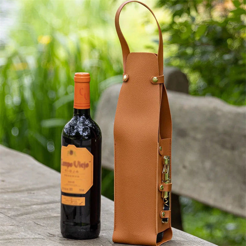 Sac similicuir porte-bouteille avec bouteilles